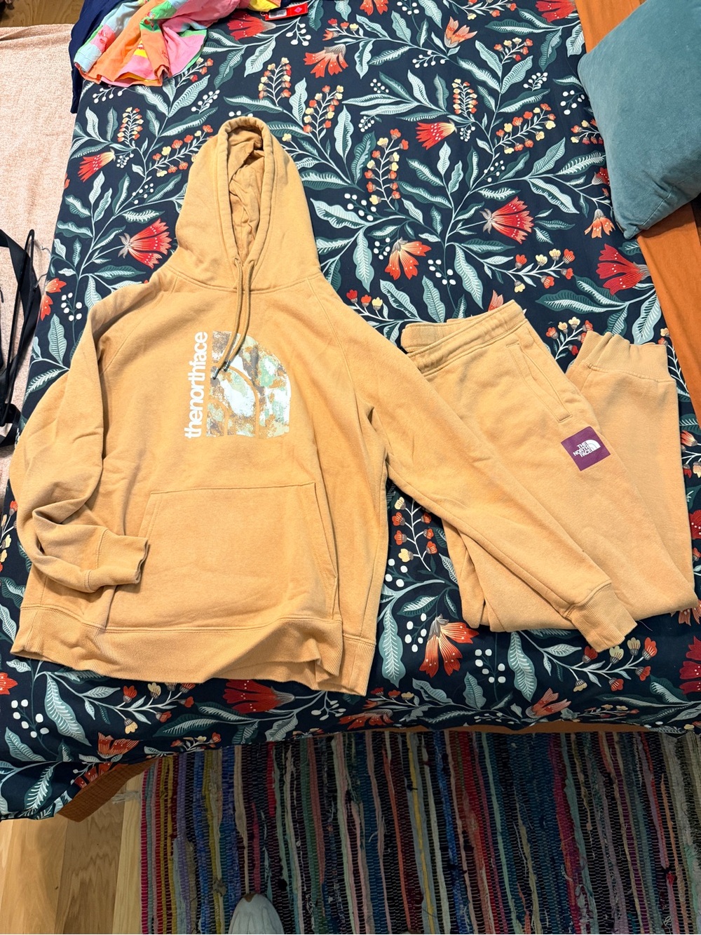 The North Face Women’s ' Tan Hoodie and Sweatpants Set L Large